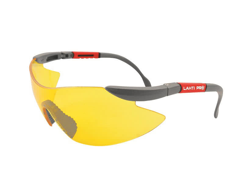 SAFETY GLASSES, YELLOW, ADJUST., POUCH+CORD, CE, LAHTI 46039