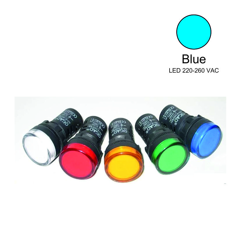 22mm  LED Pilot Indicator Light 220-260 VAC Blue  Weiller WL22-76