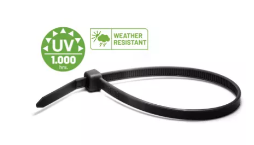 CABLE TIES 200x3,6 UV/1000 ULTRAVIOLET RESISTANT BLACK COFIL 0300014NUV