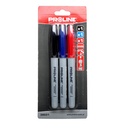 PERM.MARKERS "BULLET" 3 PCS, (BLACK,BLUE,RED), TUBE, PROLINE PROFİX CODE 38031