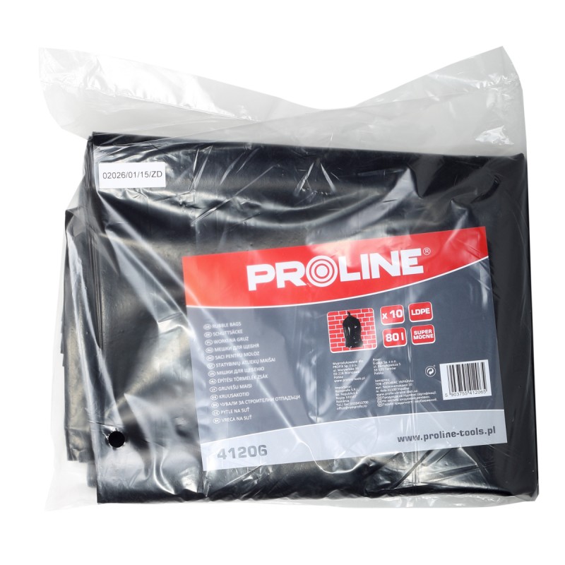 RUBBLE BAGS LDPE 80L 10PCS ROLL, PROLINE PROFİX CODE 41206