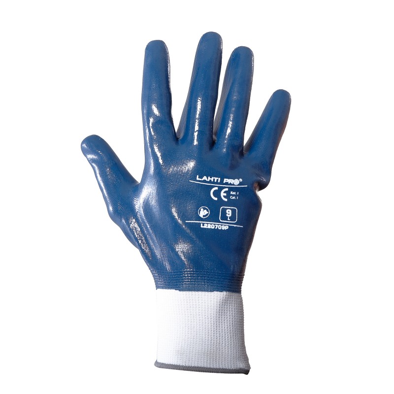 GLOVES NITRILE NAVY-WHITE L220709P, 12 PAIRS, "9", CE, LAHTI PROFİX CODE L220709W