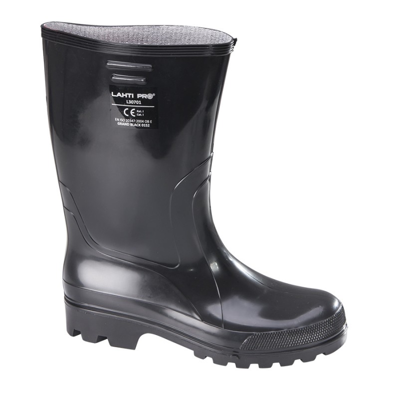 MEN'S WELLINGT., BLACK, MID-HIGH, PVC, OB E, "45", CE, LAHTI PROFİX CODE L3070145