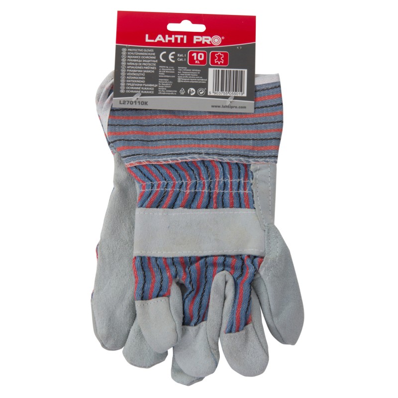 GLOVES COWHIDE L270110P, CARD, "10", CE, LAHTI PROFIX CODE L270110K