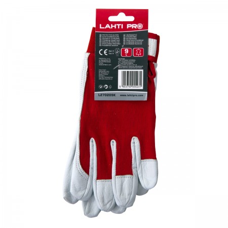 GLOVES GOAT LEATHER RED L270208P, CARD, "8", CE, LAHTI PROFIX CODE L211410W