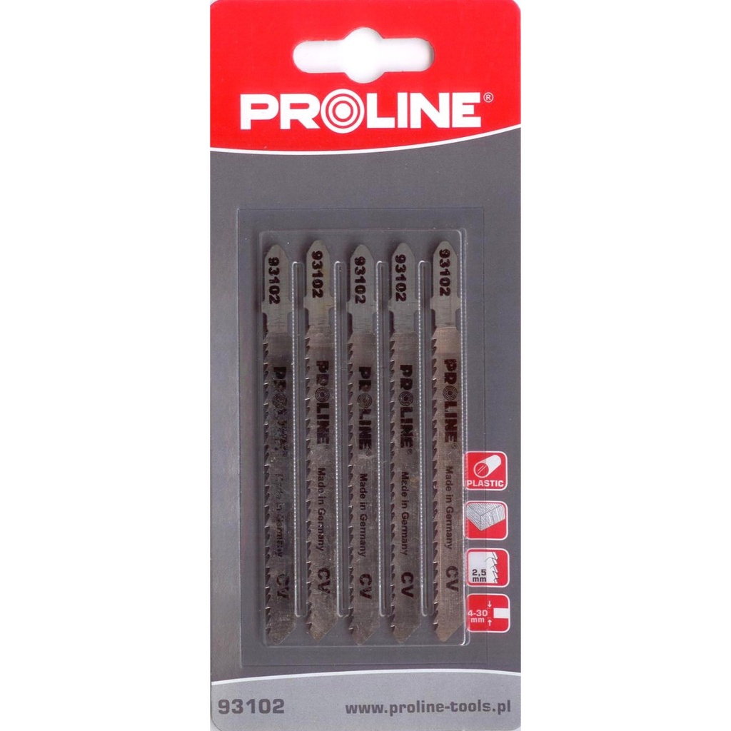 JIG SAW BLADE WOOD T CV LAMINATE 100/75 10TPI 5 PCS PROLINE Profix code 93102