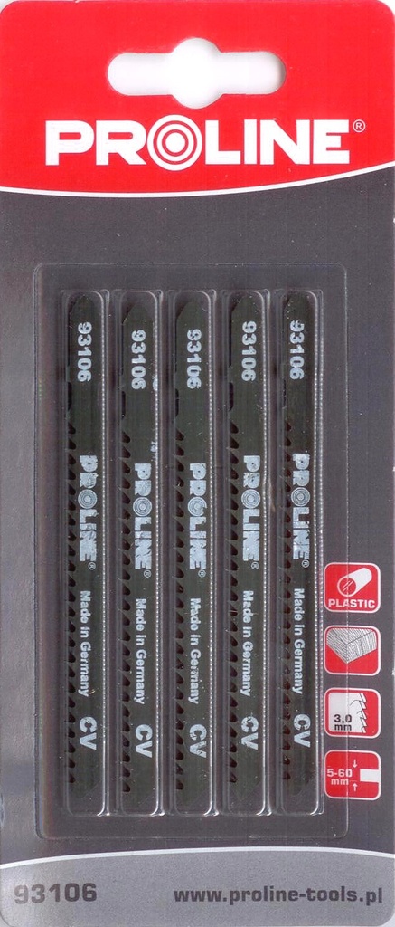 JIG SAW BLADE WOOD T CV FAST CLEAN 100/75 8TPI 5 PCS PROLINE Profix code 93106