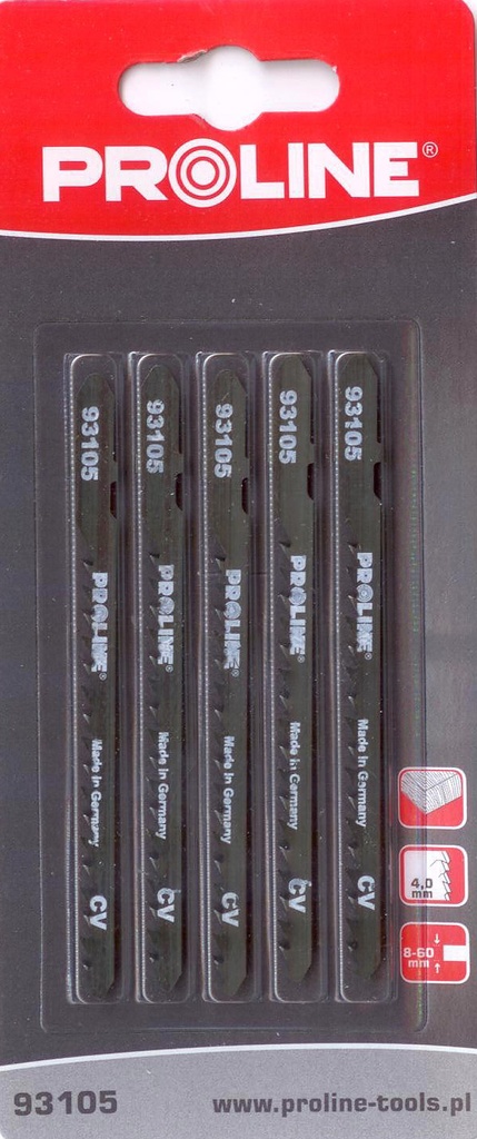 JIG SAW BLADE WOOD U CV FAST CURVE 100/75 6TPI 5 PCS PROLINE Profix code 93405