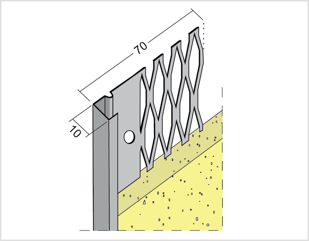Aluminium Plaster Stop  LENGHT 3M (70mmx10mm)  L3M7010