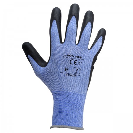 GLOVES LATEX BLACK-BLUE L211608P, CARD, "8", CE, LAHTI L211608K
