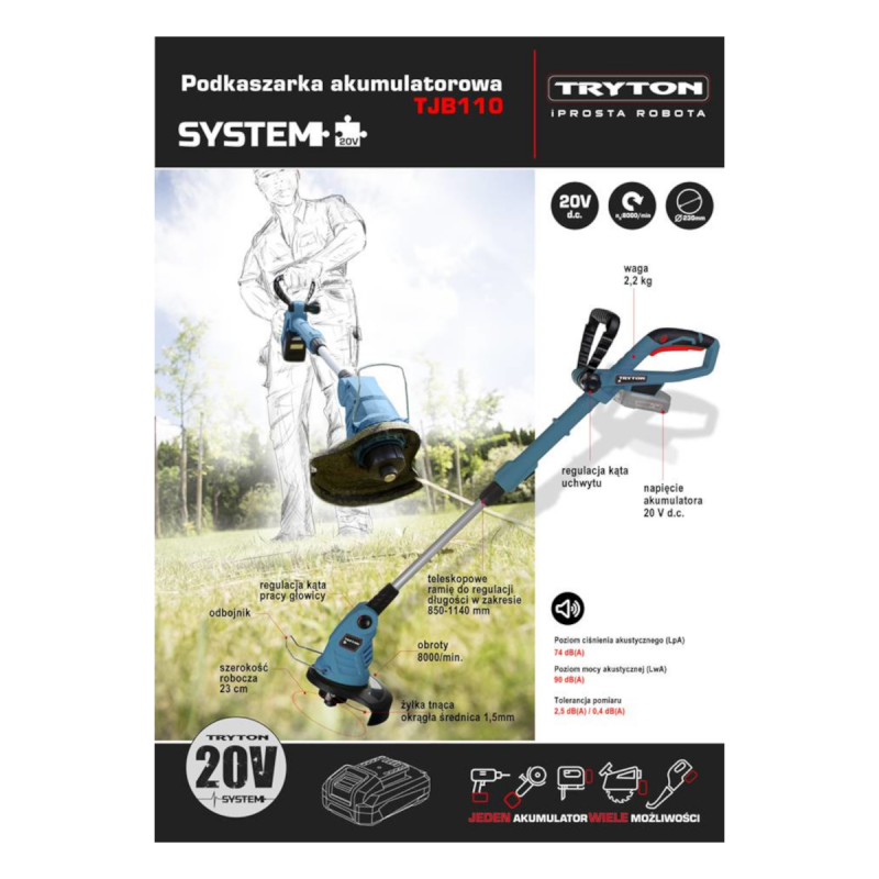 GRASS TRIMMER, SYSTEM 20V TRYTON TJB110