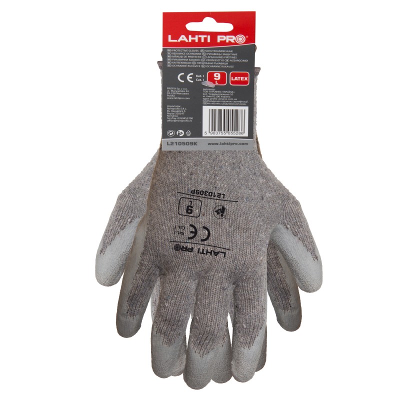 GLOVES LATEX GREY L210310P, 12 PAIRS, "10", CE, LAHTI PROFİX CODE L210310W