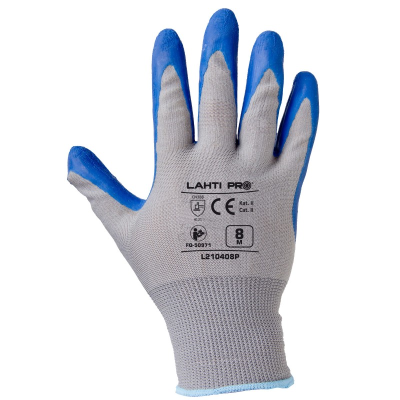 GLOVES LATEX BLUE-GREY L210410P, 12 PAIRS, "10", CE, LAHTI PROFİX CODE L210410W