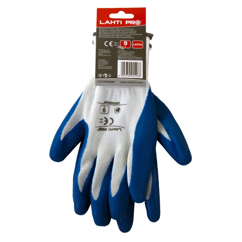 GLOVES LATEX BLUE-WHITE L210510P, 12 PAIRS, "10", CE, LAHTI PROFİX CODE L210510W