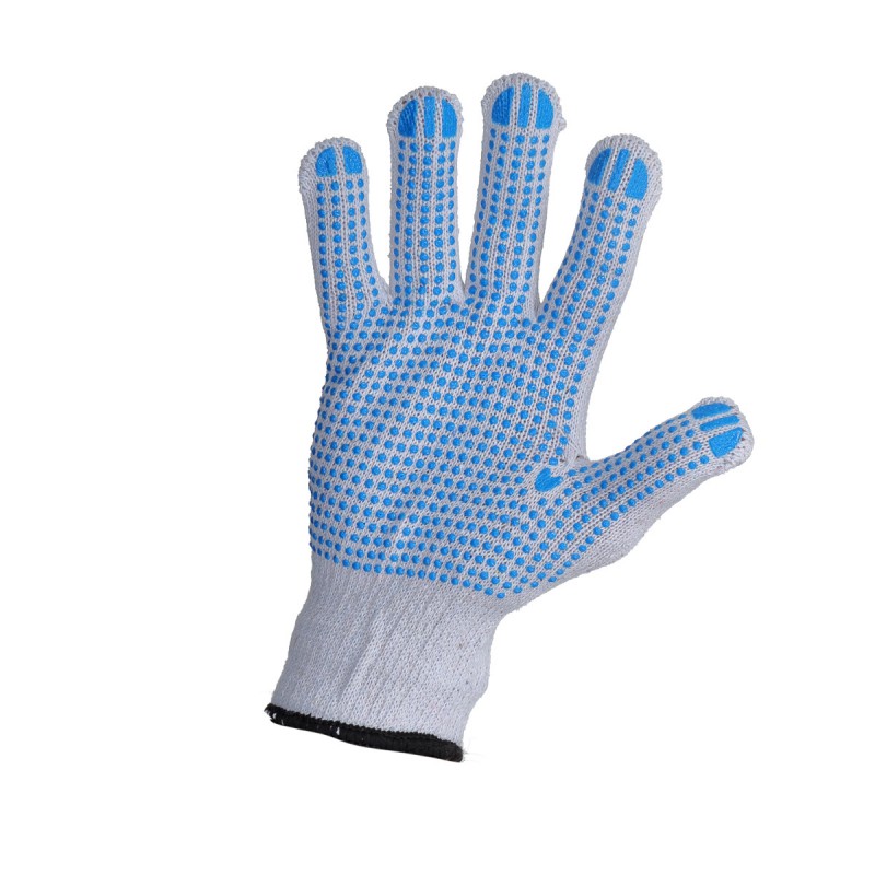 GLOVES DOTTED WHITE-BLUE L240410P, 12 PAIRS, "10", CE, LAHTI PROFİX CODE L240410W