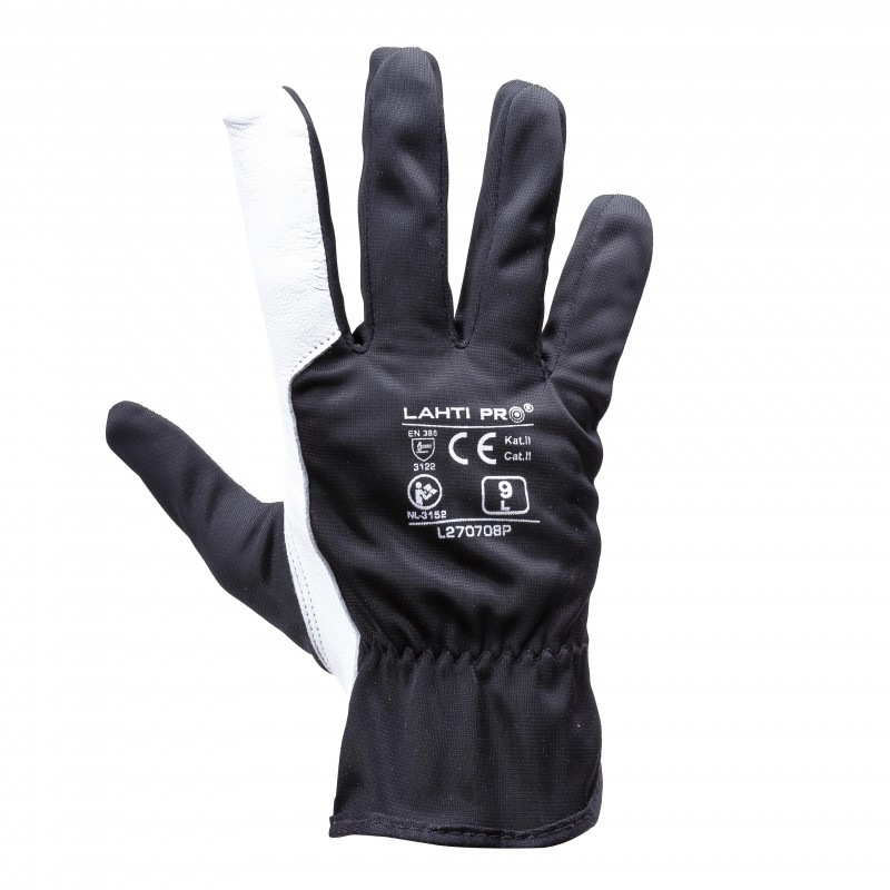 GLOVES GOAT LEATHER BLACK L270710P, CARD, "10", CE, LAHTI PROFİX CODE L270710K