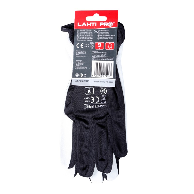 GLOVES GOAT LEATHER BLACK L270711P, CARD, "11", CE, LAHTI PROFİX CODE L270711K