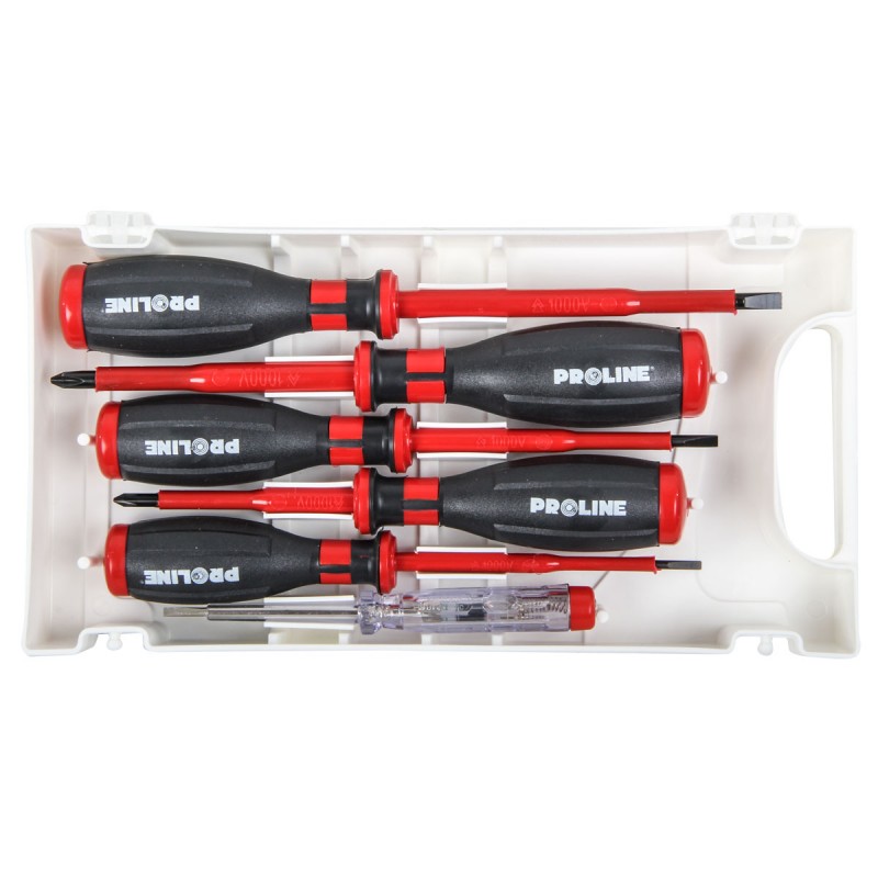Elektrik vintaçanları – 1000V - Dəst - 5 ədəd + Gərginlik göstəricisi 1000V PROLINE 10510