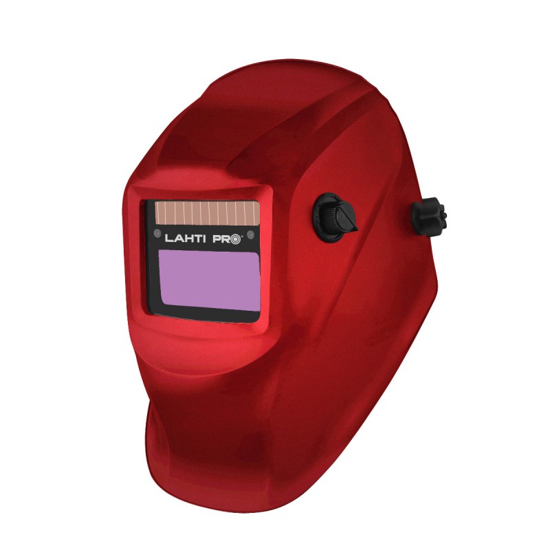 AUTO-DARKENING WELDING HELMET, SINGLE RANGE, RED CE, LAHTI  L1540600