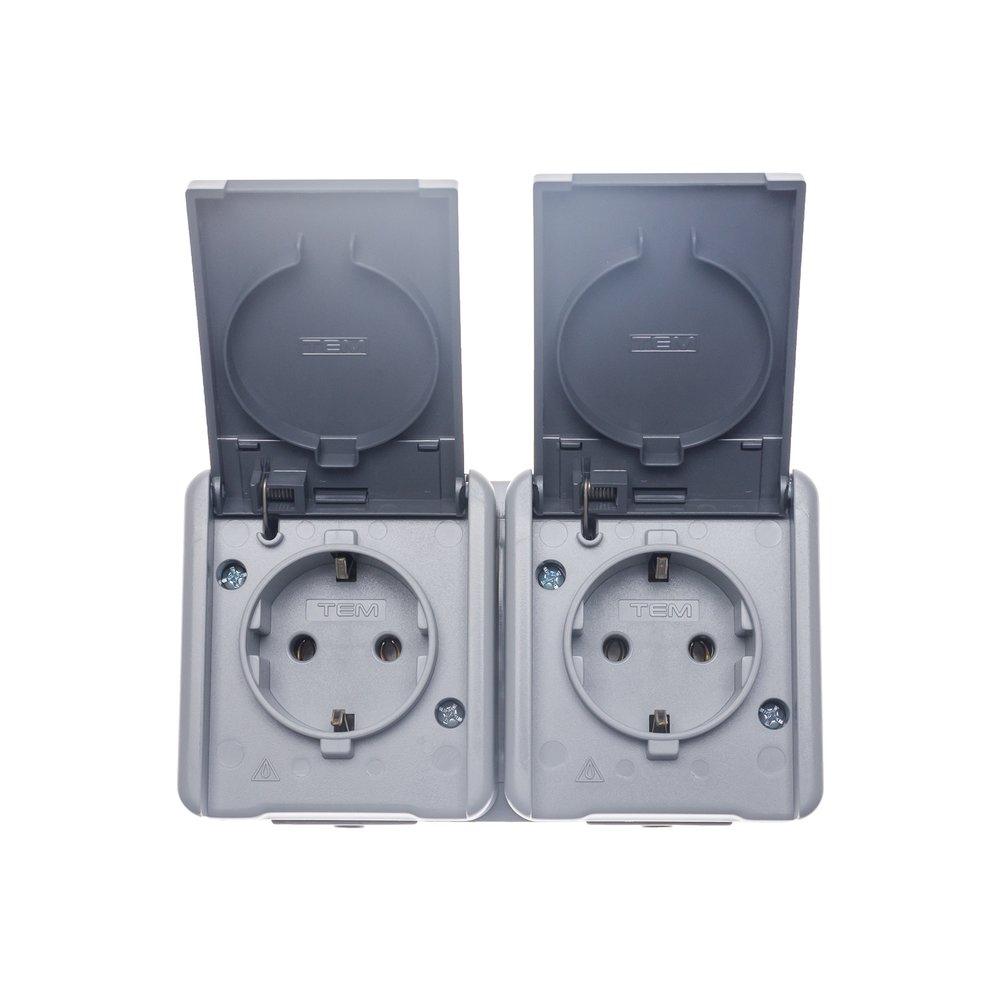 SOCKET SET SCHUKO DOUBLE HORIZ  TEM  CF10PW-U