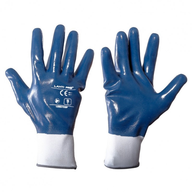 GLOVES NITRILE NAVY-WHITE L220708P, 12 PAIRS, "8", CE, LAHTI PROFİX CODE L220708W