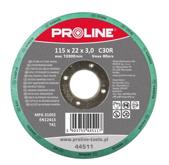 CUTTING DISC FOR STONE, T41, 125X3.0X22C30S PROLINE 44512
