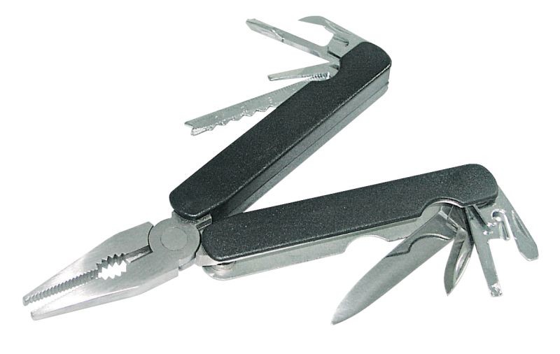 MULTI FUNCTION PLIERS. 15 TOOLS IN ONE. FRAME MADE OF BLACK PLASTIC. code : 28023