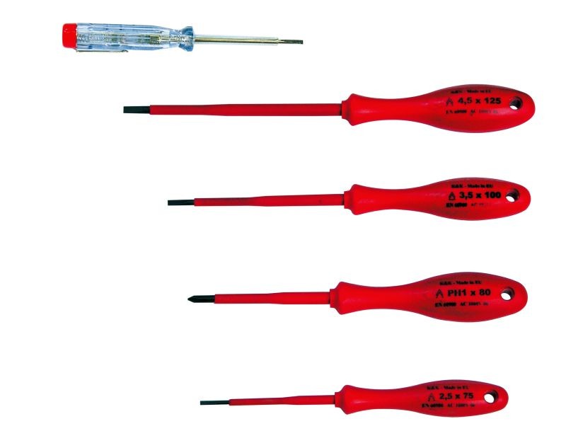 ELECTRICION SCREWDRIVERS – 1000V - SET - 4 PSC + VOLTAGE INDICATOR 1000 V code : 10502 