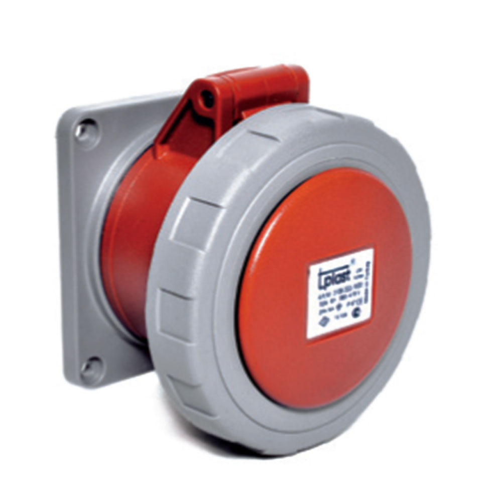 4x16A / IP 67 - Panel Mount Socket Outlet (Straight) (fixed flange) (75x75) code 3123-322-1675 TP ELECTRIC 