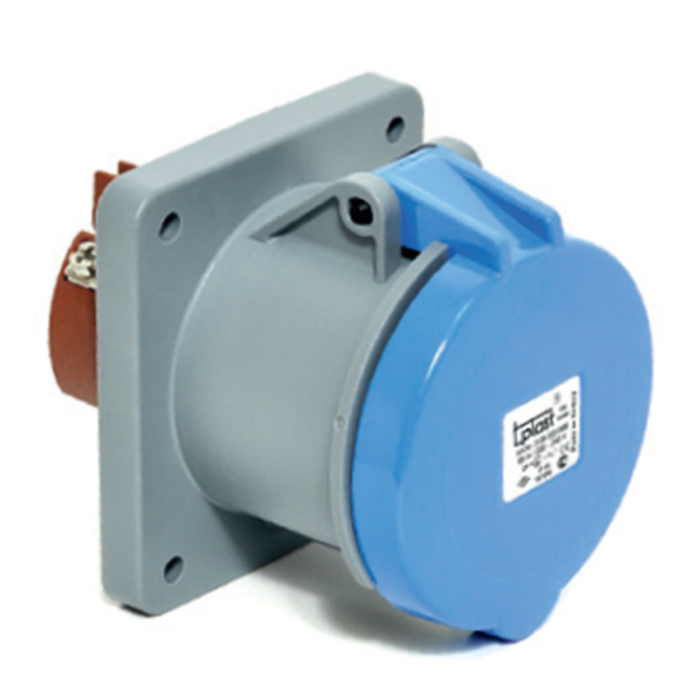 3x63A / IP 44 -  Разъем для розетки на панели (прямой) (100x107) код 3128-322-0900 TP ELECTRIC