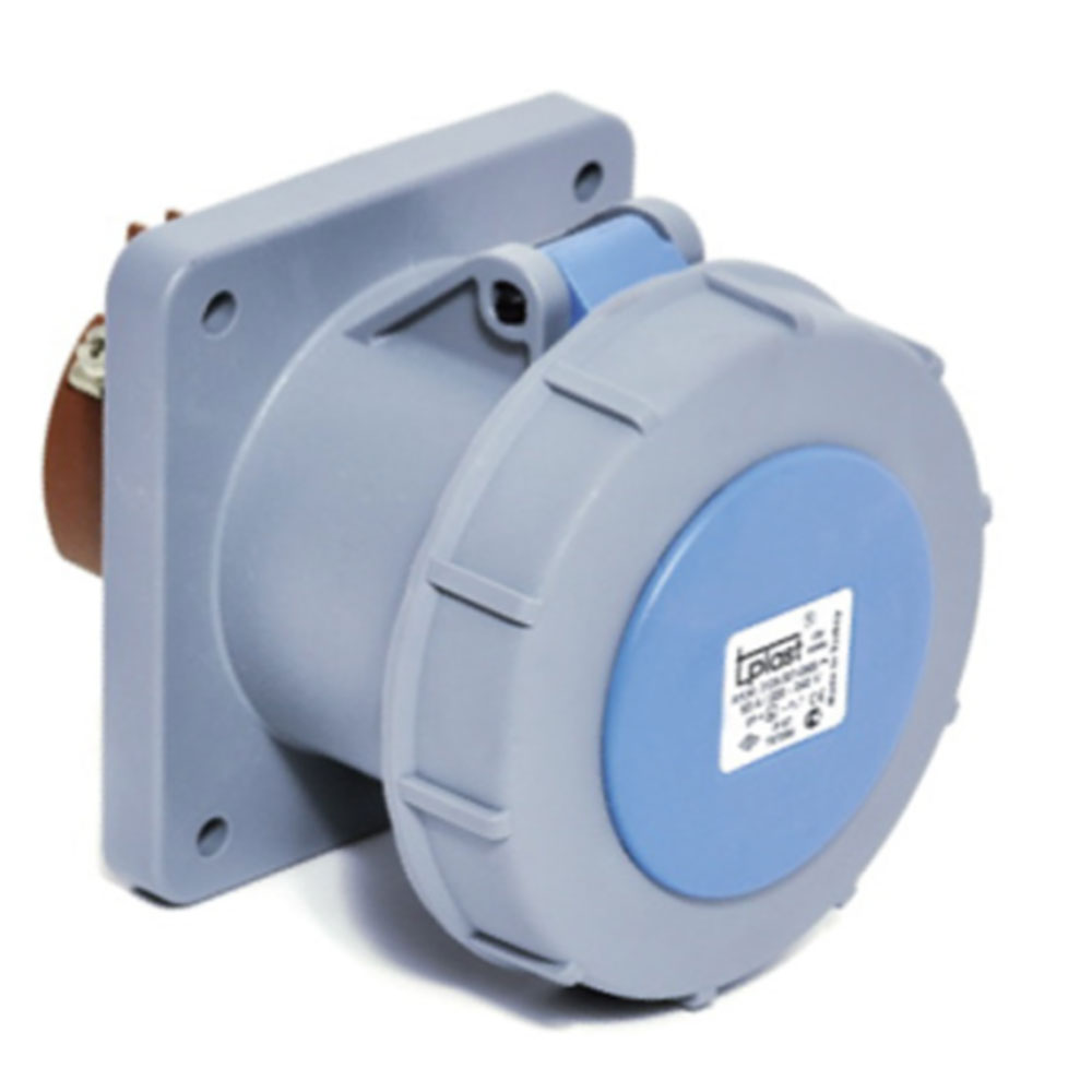 3x63A / IP 67 -  Avadanlıq rozetkası (düz) (100x107) kod 3129-322-0900 TP ELECTRIC 