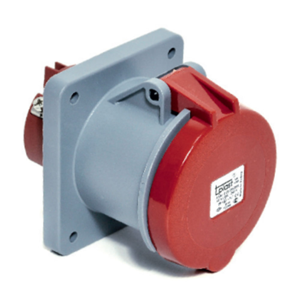 4x63A / IP 44 - Panel Mount Socket Outlet (Straight) (100x107) code 3131-322-1600 TP ELECTRIC 