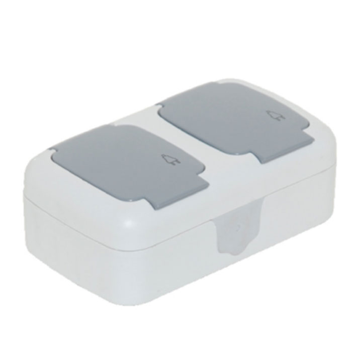 Schuko qapaqlı rozetka + Schuko qapaqlı rozetka (Üfüqi) kod 3201-125-0601 TP ELECTRIC 