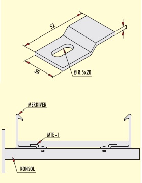 Sabitleme elementi e-3mm Pre Galvanizli Kabel Kanalı üçün GERSAN GMTE-1 PG