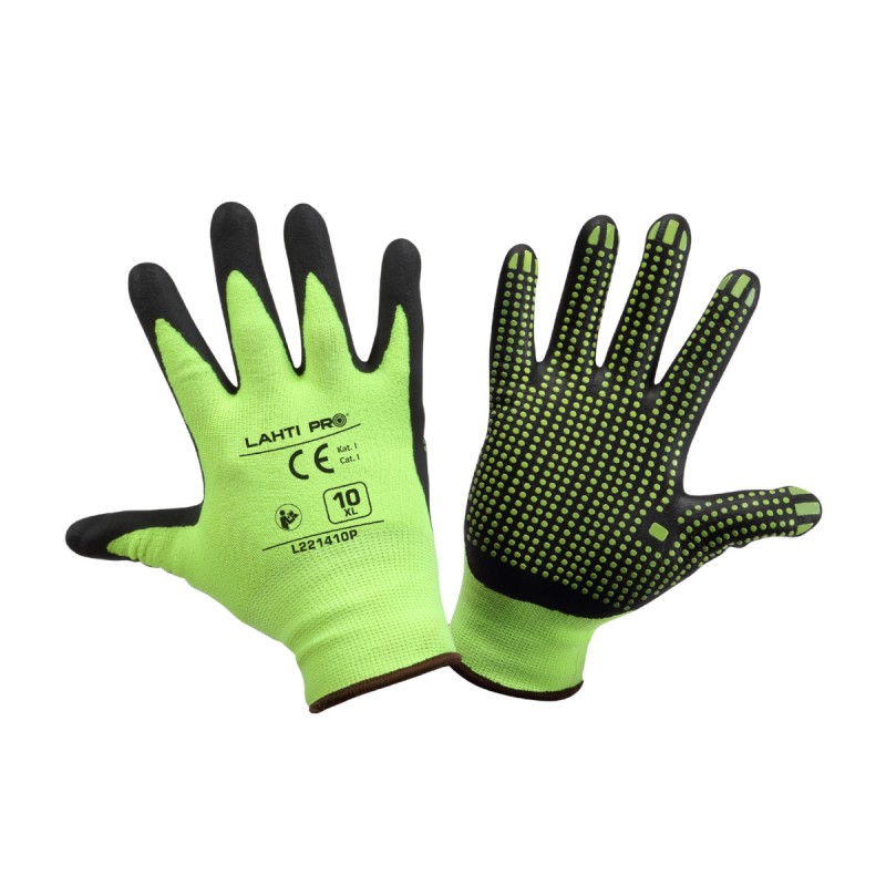 GLOVES NITRILE YELLOW-BLACK CARD, "11", CE, LAHTI PROFIX Code L221411K