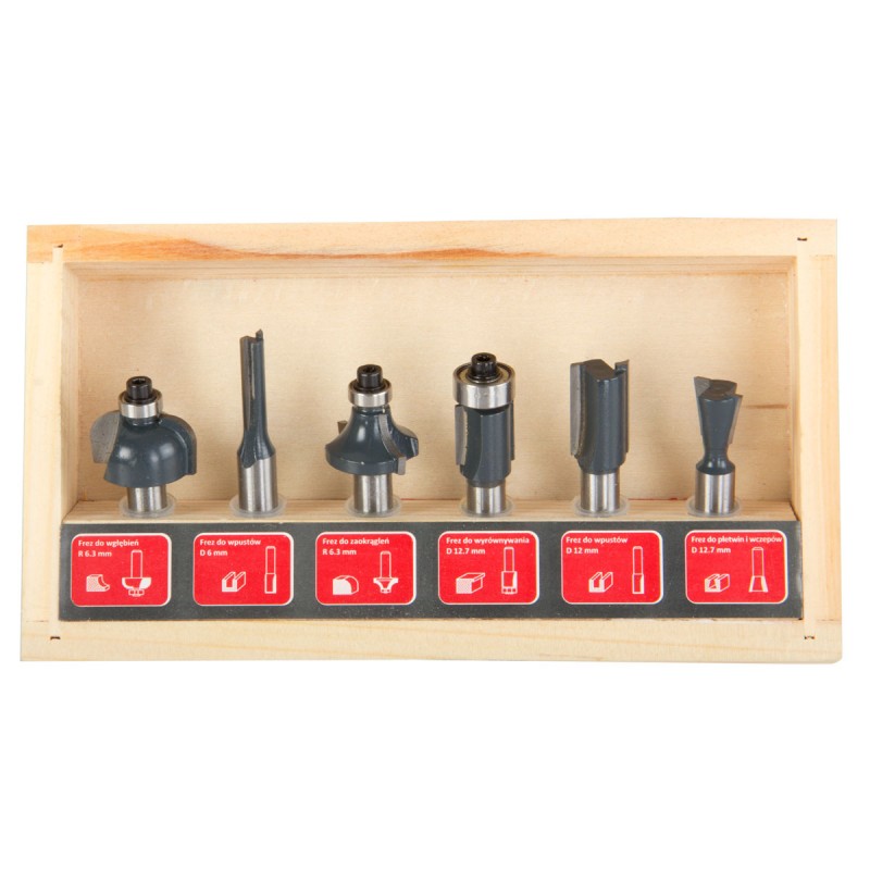 ROUTER BITS SET IN BOX - 6 PCS PROLINE  93121