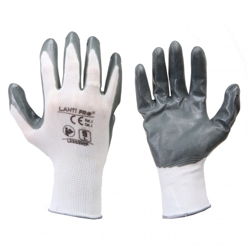 GLOVES NITRILE GREY-WHITE L220307P, 12 PAIRS, "7", CE, LAHTI  L220307W