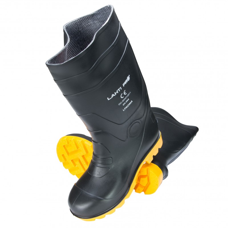 BOOTS, BLACK-YELLOW, HIGH,PVC,O4 SRA,"44",CE,LAHTI  LPKOMA44