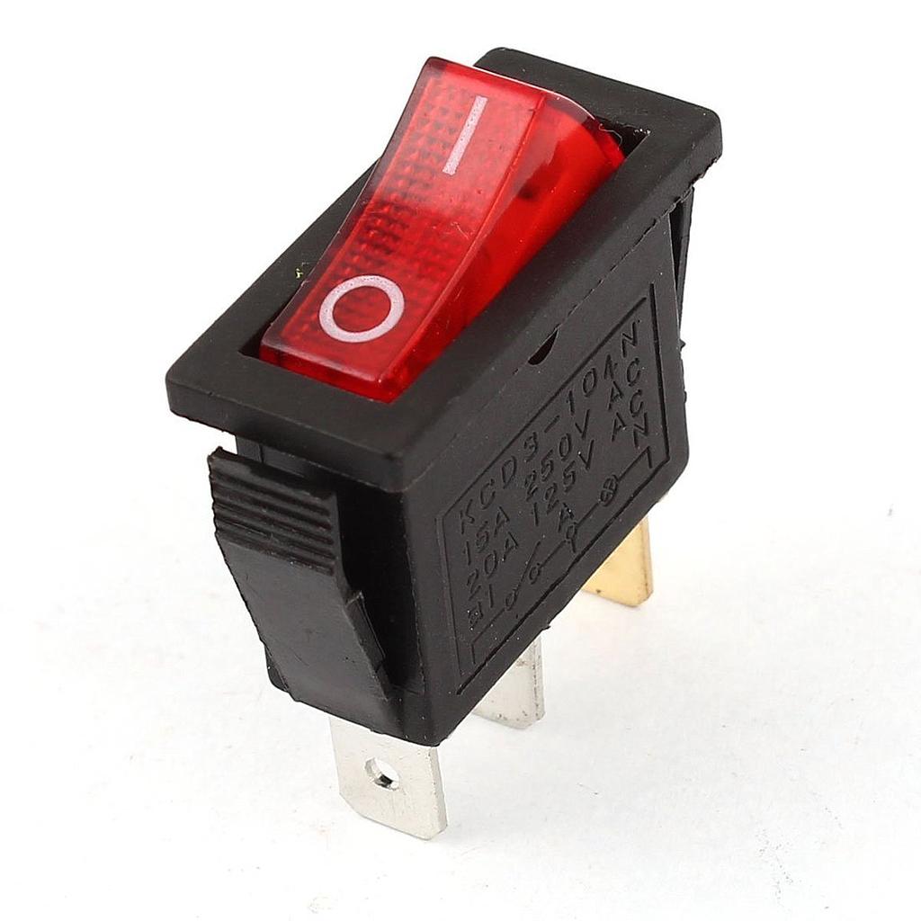 Illuminated Rocker Switch 1Way On-Off  3Pin Weiller W-401