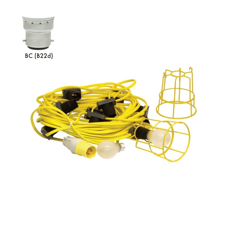 22M 110V FESTOON  Lighting kit with 10 lamps and 10 guards ( 60W GLS Lamp Base BC) DETA SEFLKITBC 