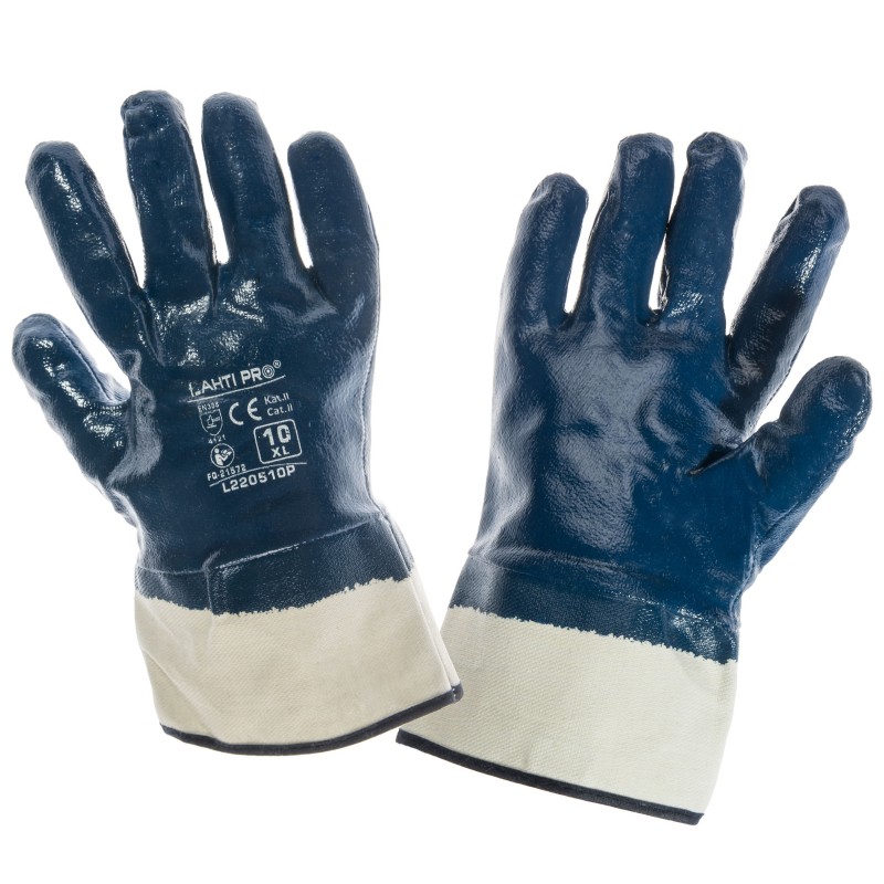GLOVES NITRILE NAVY BLUE L220510P, CARD, "10", CE, LAHTI PROFIX L220510K
