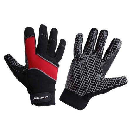 GLOVES ANTI-SLIP BLACK-RED CARD, "11", CE, PROFIX L281111K