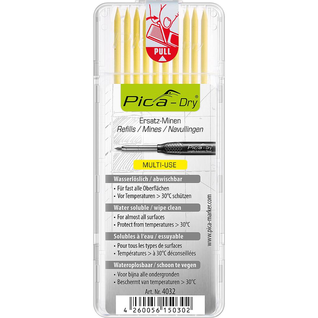 DRY Refill-Set Box of 10 leads (for 3030)  yellow Pica 4032