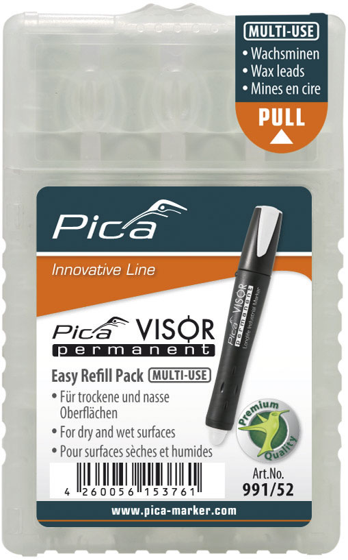 VISOR daimi doldurulması Marker ücün, Qutu 4 ədəd ağ Pica 991/52