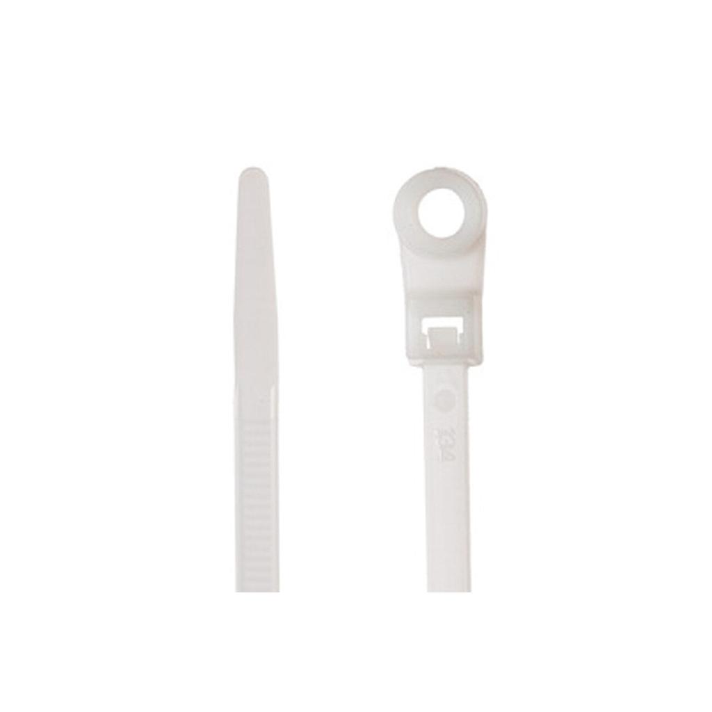 205x4mm Mounting Hole Cable Ties White Pemsan PV.40.205