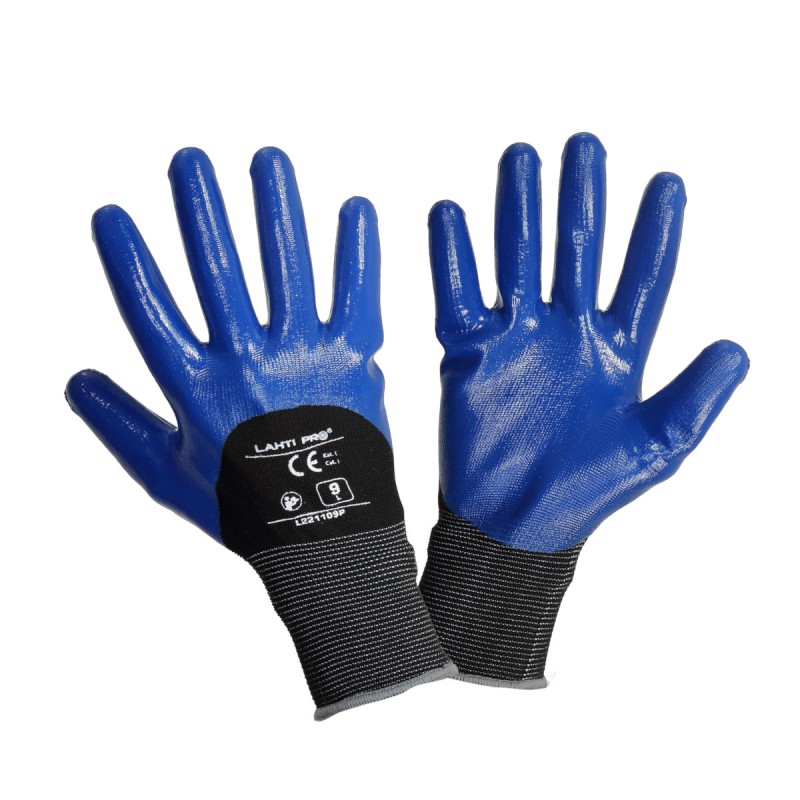 GLOVES NITRILE BLACK-PUR. L221110P, 12 PAIRS, "10", CE,LAHTI L221110W