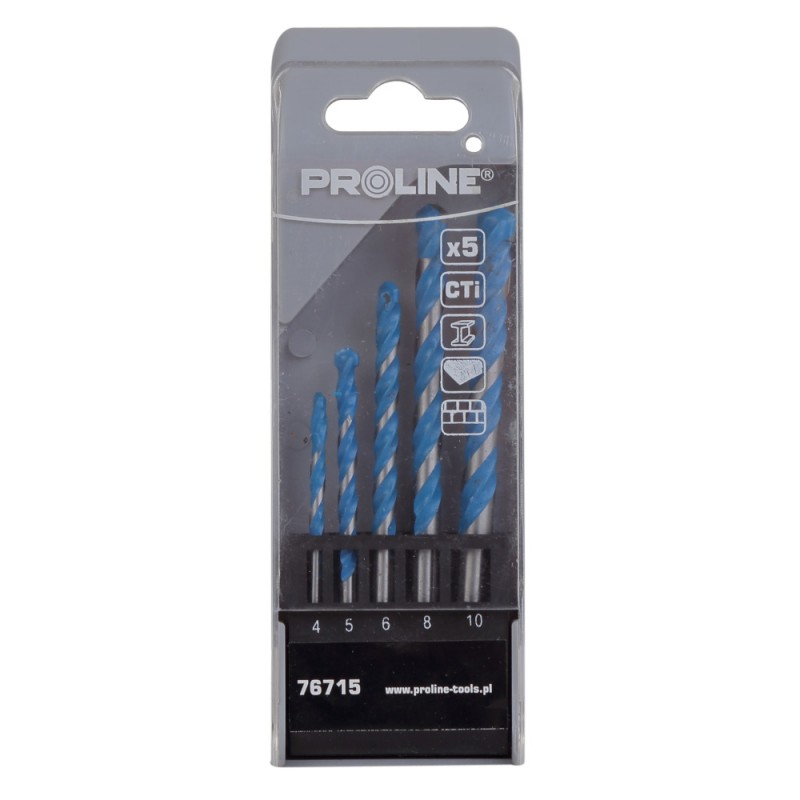 5PCS, UNIVERSAL TITANIUM CARBIDE DRILLS (4,5,6,8,10) PROLINE 76715