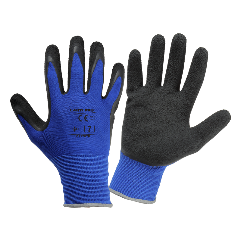 GLOVES LATEX BLACK-NAVY L211710P, CARD, "10", CE, LAHTI L211710K