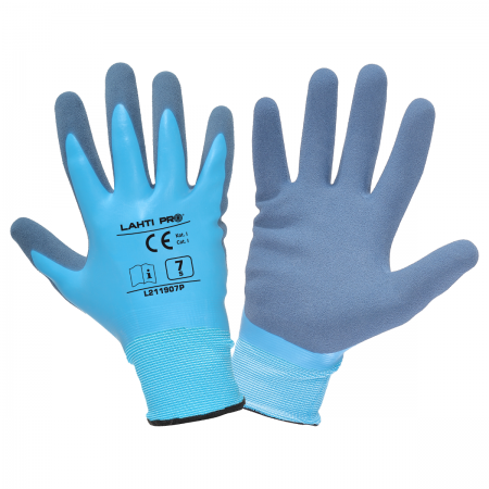 GLOVES LATEX BLUE L211909P, CARD, "9", CE, LAHTI L211909K