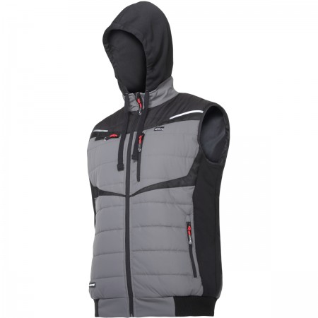 VEST WITH HOOD, PADDED, GREY-BLACK, "3XL", CE, LAHTI L4131706